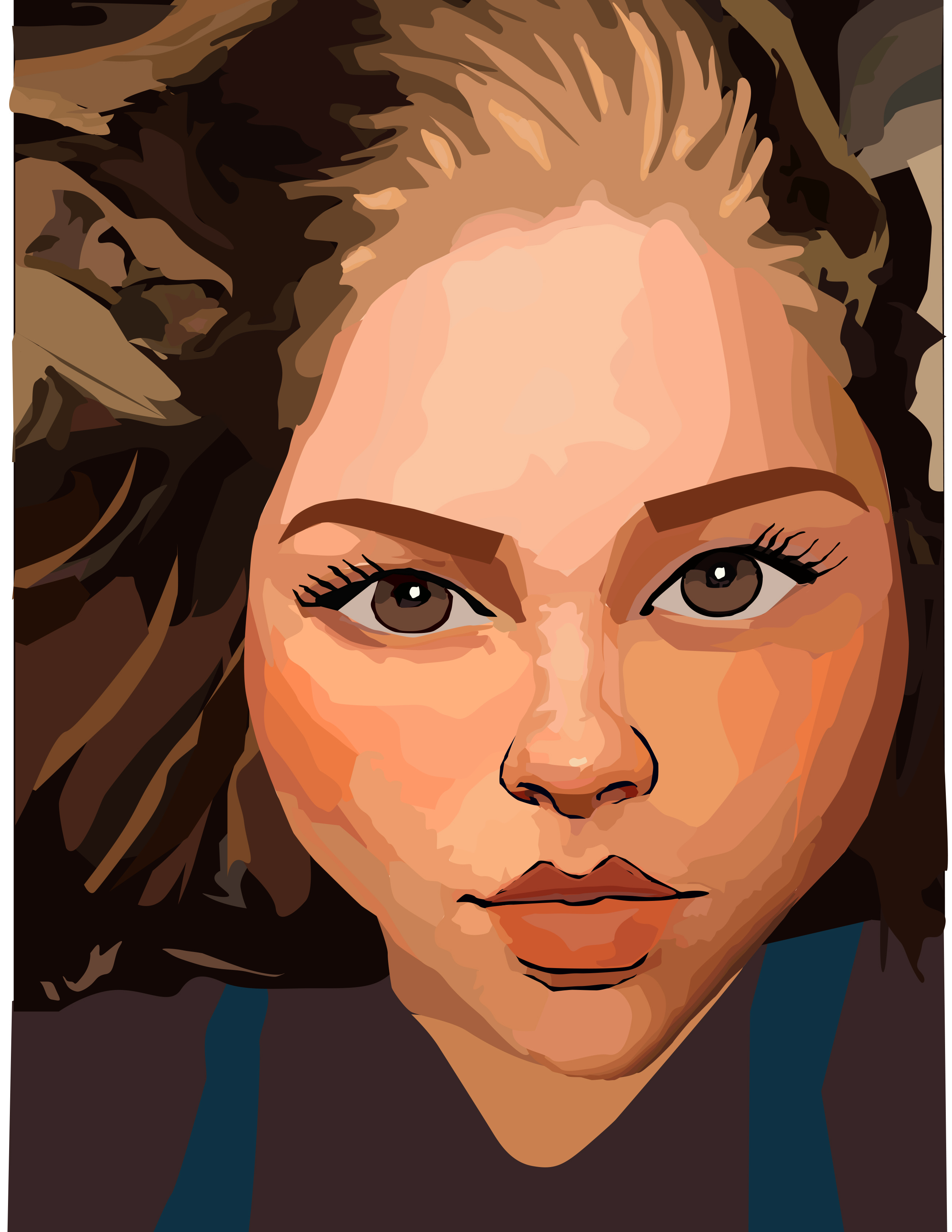 A self portrait done in Adobe Illustrator with layers.